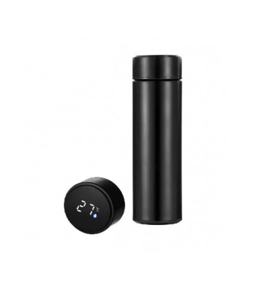 Термос для чая Merlion SUS-304E-Bk из нержавеющей стали, цифровой термометр, 230*65мм, объем 500 мл., 400гр. черный