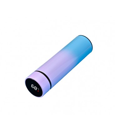 Термос для чая Merlion SUS-304E-W из нержавеющей стали, цифровой термометр, 230*65мм, объем 500 мл., 400гр. фиолетовосиний