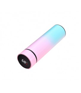 Термос для чая Merlion SUS-304E-W из нержавеющей стали, цифровой термометр, 230*65мм, объем 500 мл., 400гр. розовоголубой