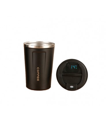 Термокружка Merlion из нержавеющей стали, c LED дисплеем, объем 380 мл., черный