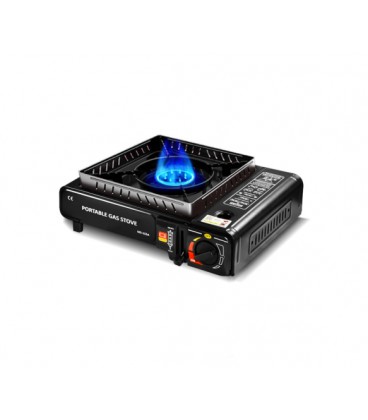 Портативная газовая плита MS-155A + ветрозащитное кольцо, под газовые баллоны бутан, Black, Box