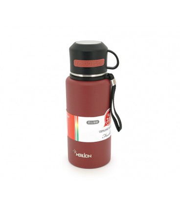 Термос Merlion из нержавеющей стали, с чашкой в чехле и ручкой для переноски, объем 800 мл., бардовый
