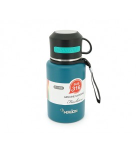 Термос Merlion из нержавеющей стали, с чашкой в чехле и ручкой для переноски, объем 600 мл., синий