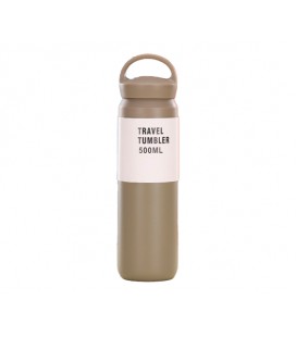 Спортивная термобутылка Merlion, объем 500 мл., двойная крышка с ручкой, колба из нержавеющей стали, серая