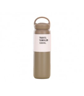 Спортивная термобутылка Merlion, объем 350 мл., двойная крышка с ручкой, колба из нержавеющей стали, серая