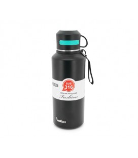 Термос Merlion из нержавеющей стали, с чашкой в чехле и ручкой для переноски, объем 1500 мл., черный