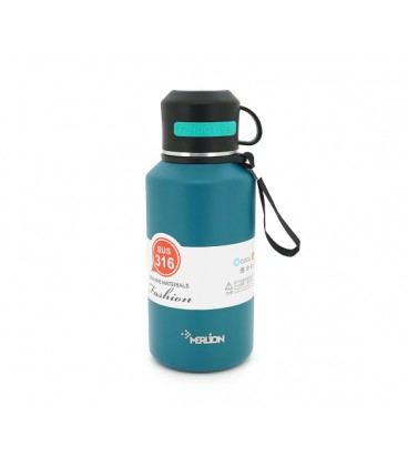 Термос Merlion из нержавеющей стали, с чашкой в чехле и ручкой для переноски, объем 1200 мл., синий