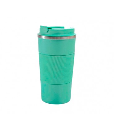 Термокружка Merlion из нержавеющей стали, объем 510 мл., светло-зеленый, с силиконовым чехлом и откидной крышкой