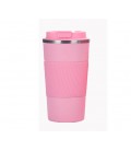 Термокружка Merlion из нержавеющей стали, объем 510 мл., розовый, с силиконовым чехлом и откидной крышкой