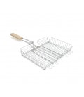 Решетка-гриль с высоким бортом, 31х25х5cm, нержавеющая сталь, деревянная ручка