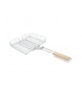 Решетка-гриль с высоким бортом, 31х25х5cm, нержавеющая сталь, деревянная ручка