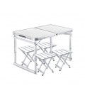 Раскладной стол для пикника с 4 стульями, 3 уровня высоты, 120x70x80 см, Silver