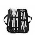 Набор из 6 предметов для барбекю, щипцы, вилка, лопатка, шпажки, нож, кисточка, Bag