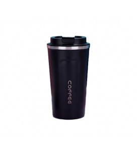 Термокружка для кофе, Merlion из нержавеющей стали, объем 500 мл., черная, с откидной крышкой