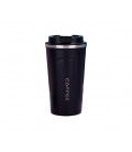 Термокружка для кофе, Merlion из нержавеющей стали, объем 500 мл., черная, с откидной крышкой