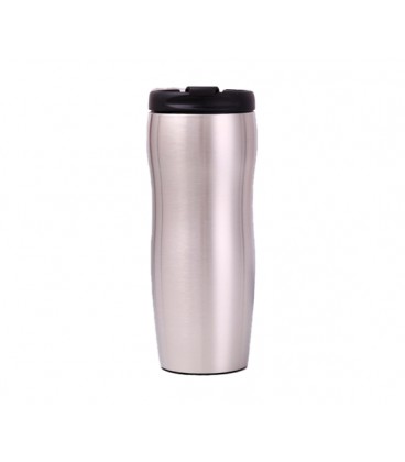 Термокружка Merlion из нержавеющей стали, объем 420 мл., серая, с откидной крышкой