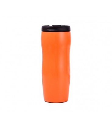 Термокружка Merlion из нержавеющей стали, объем 420 мл., оранжевая, с откидной крышкой