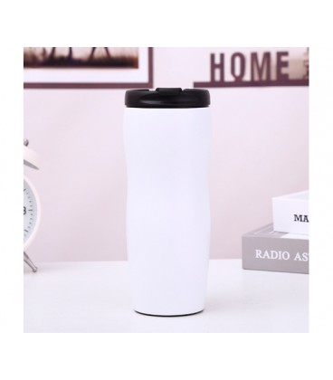 Термокружка Merlion из нержавеющей стали, объем 420 мл., белая, с откидной крышкой