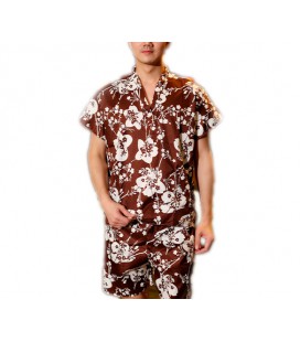 Мужской банный костюм, короткий рукав, коричневый