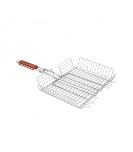 Решетка-гриль с высоким бортом, 31.8x26.5, ручка с деревянной вставкой 38,2 см