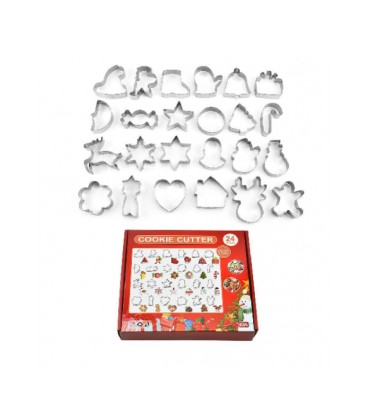 Формы для печенья YR2205-3 из нержавеющей стали (рождественские) 24 предмета/фигурки, Box