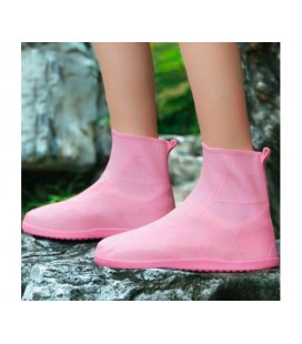 Латексные бахилы от воды и грязи, утолщенные, силиконовые, р.30-33, розовые